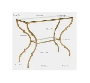 독특한 디자인의 금속 골드 색상 및 유리 탑 센터 테이블 우수한 품질의 맞춤형 크기 테이블