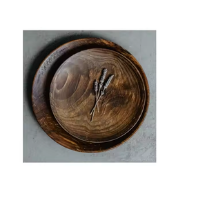 Platos de cena de madera de acacia natural de buena calidad Platos de madera para servir en la cocina Platos de vajilla de glowin fashion - Product Image 3