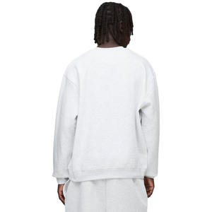 New Trending 330GSM Basic Oversized Crew Neck <b>Sweatshirt</b> Champion <b>Men's</b> Classic Crew <b>Sweatshirt</b> in <b>White</b> Colour - Product Image 3