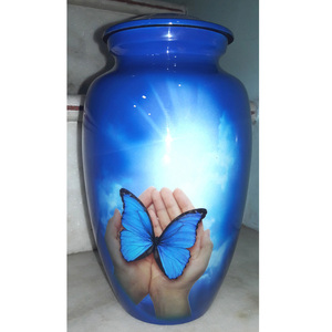 Urnas de cremación de Metal conmemorativas de pesca del primer amanecer para cenizas humanas, proveedor funerario femenino y masculino, urnas con imagen negra - Product Image 3