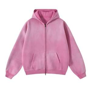 Sudadera con capucha de gran tamaño con hombros caídos para hombre, sudadera térmica de algodón 100% de alta calidad, patrón sólido, lavado con ácido, Invierno - Product Image 3