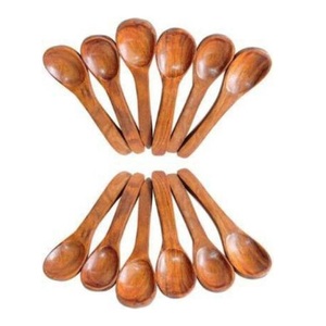 Cuchara de té de cubiertos de madera natural para el hogar cucharas de cubiertos de madera de mango de tamaño personalizado con esmalte brillante para cocina y Mesa - Product Image 5