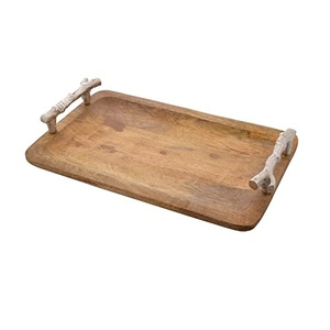ถาดไม้ไผ่ทรงกลมพร้อมที่จับสำหรับจัดเลี้ยงในบ้าน - Product Image 3