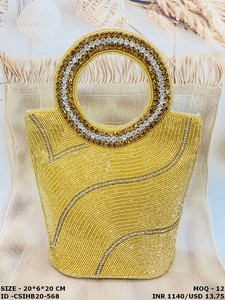 Exquisite Handmade Stone Beaded Multi-color <b>Bridal</b> Clutch Evening <b>Purse</b> Craftstages International for Weddings & Parties - Product Image 3