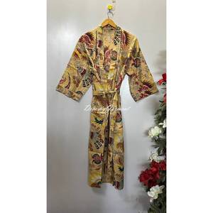 Kimono Ligero de Algodón Indio con Estampado Floral Boho, Túnica para la Playa - Product Image 3