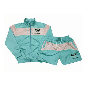 Conjunto de Chaqueta corta cortavientos de dos piezas personalizado, ropa de calle bordada con Cremallera de nailon y poliéster, chándal, conjunto corto cortavientos para hombre - Product Image 5