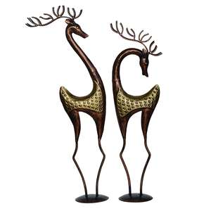 Figurine de renne vintage ensemble jardin décoratif sculpture et statue de renne de noël pour la décoration intérieure fournitures d'événement décoration - Product Image 2