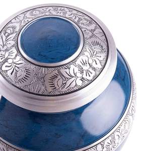Blue Aluminium Human Ashes Adult Memorial Urn Funeral Cremation Urns <b>Large</b> Handcrafted - Product Image 3