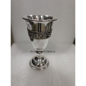 Silver Color Finishing Shiny Polished Top Quality Aluminum Casted Flowers Designer Attractive Look <b>Goblet</b> Red Wine <b>Glass</b> Supply - Product Image 1