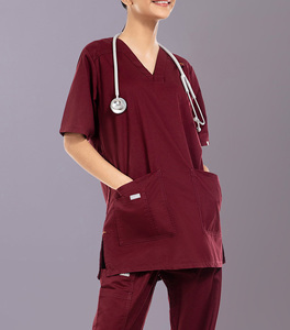 Uniformes Médicos de Verano al por Mayor con Cuello en V para Hospital, Uniformes de Enfermera y Doctor para Hombres y Mujeres, Uniformes Médicos Personalizados OEM de Manga Corta - Product Image 6