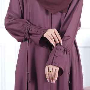 Abaya d'hiver en coton personnalisé à col haut avec fermeture éclair, épaisse, pour femmes musulmanes, robe islamique, vente en gros d'abayas - Product Image 4