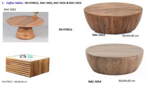 Table basse ronde en bois de manguier massif 100% naturel au design classique moderne personnalisable pour le salon - Product Image 4