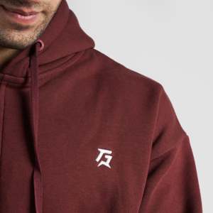 Sweat à capuche Soul 100% coton bordeaux délavé avec motif vieilli, broderie 3D et appliqué, design uni et patchwork - Product Image 6