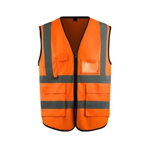 Veste de sécurité personnalisée pour hommes, bandes réfléchissantes imperméables, conception multi-poches, fermeture à glissière, hiver haut à l'avant - Product Image 3