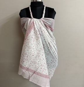 CHHEENT Hand Block Printed Cotton <b>Womens</b> Sarong <b>Shawl</b> Lightweight Durable Breathable Multi-Purpose Beach Pool <b>Wrap</b> Made in India - Product Image 4