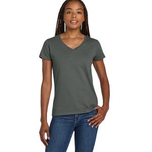 Camisetas Lisas de Cuello en V para Mujer, Manga Corta, Ropa Casual, Camisetas al por Mayor con Logotipo Personalizado, Camisetas Teñidas de Color Sólido - Product Image 1