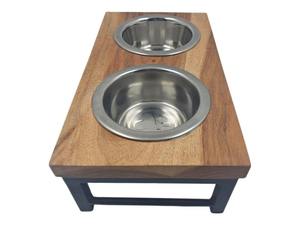 Handmade Wooden Pet Feeder Stand with Food Grade <b>Steel</b> <b>Bowls</b> - Product Image 2