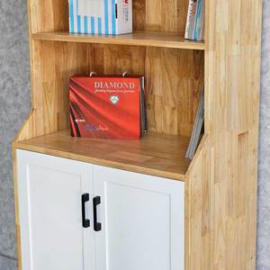 Bibliothèque moderne en bois de caoutchouc avec tiroirs pliables 70x40x180cm pour bureau à domicile et salon - Product Image 5
