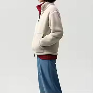 Veste en polaire sherpa unisexe personnalisée pour l'hiver, de qualité supérieure, à manches longues, col montant, logo sur le devant, respirante, écologique, motif extérieur - Product Image 5