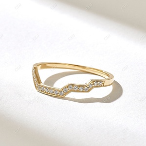 Les meilleurs fabricants indiens exclusifs 14k en or massif demi-éternité bague de mariage contour diamant naturel fêtes de fiançailles - Product Image 2