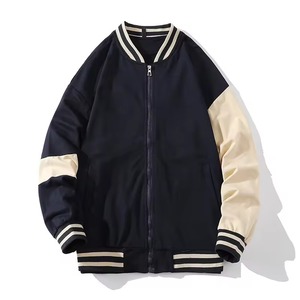 Chaqueta de Béisbol Informal Simple con Parches de Primavera, Chaqueta Vintage con Cremallera, Chaqueta Universitaria Holgada Personalizada para Hombre - Product Image 5
