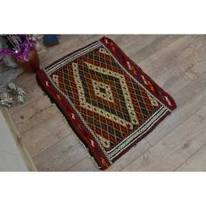พรมขนาด 2.4x3 ฟุต, พรมตุรกีโบราณ, พรมลายดอกไม้สีแดงคิลิม - Product Image 2