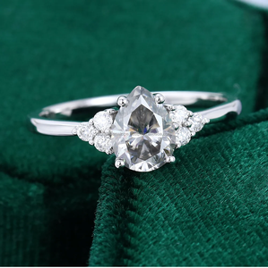 Haute qualité 1ct poire coupe Moissanite bague en diamant VVS1 fiançailles de mariage pour les femmes S925 en argent Sterling avec cadeau plaqué or - Product Image 5