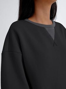 Sudadera de Cuello Redondo Extra Grande para Mujer, Estilo Color Block, Nueva Colección para Invierno y Otoño, Sudadera para Hombre - Product Image 2