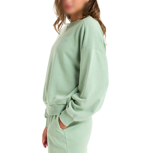 Matériau doux au toucher de couleur verte avec pull-over en coton double face entièrement personnalisé - Product Image 2
