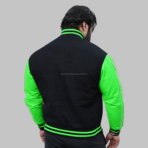 Chaqueta universitaria negra y amarilla chaquetas universitarias personalizadas chaquetas universitarias de cuero de lana - Product Image 6