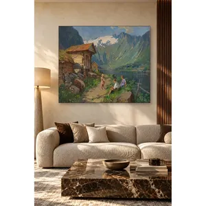 Impression sur toile « Enfants jouant près du fjord » de Fida Even Ulving - Product Image 4
