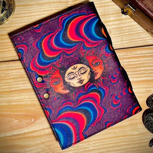 Journal soleil et lune fait à la main vieux papier Grimoire carnet de croquis avec fil à coudre reliure grand livre cadeau - Product Image 4