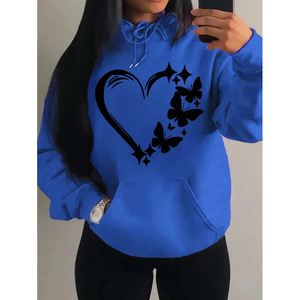 Sweat à capuche multicolore vintage tendance pour femmes motif papillon d'amour fermeture éclair Style de rue Hip Hop inspiré vêtements de poche à la mode - Product Image 1