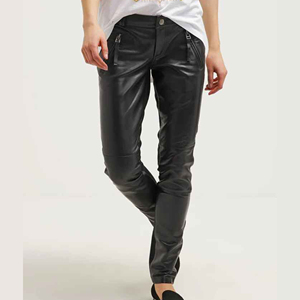 OEM Pantalon en cuir mat doublé de polaire décontracté pour femmes Style rétro Taille haute Élégant et sexy Mode automne et hiver ronpex - Product Image 2