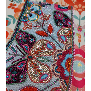 Tela de Seda con Bordado Floral Multicolor, Lentejuelas Cosidas a Mano, Trabajo de Cutdana, Ligera, No Tejida, para Moda - Product Image 3