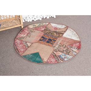 Bohemian Style <b>Red</b> <b>Wool</b> Handmade Eco-Friendly Medium Pile Patchwork Rug 330 X 330 cm Abstract Oval Pattern Dining Room Latex - Product Image 1