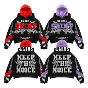 Sudadera con capucha de diseño degradado lavado con ácido retro americano de moda al por mayor forro polar de algodón 100% para invierno con técnicas bordadas - Product Image 1