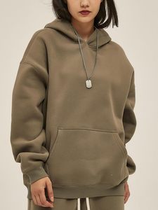 Sudadera con Capucha Personalizada para Hombre, de Algodón, Corte Regular, Hombros Caídos, Forro Polar Grueso, para Invierno, Color Liso - Product Image 4