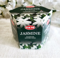 Conos de Incienso Aromatizantes HEM Jasmine Backflow, Paquete de 40, Fragancia Floral Dulce para el Hogar, Meditación, Relajación, Limpieza de Aura