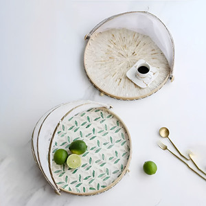 ถาดไม้ม็อบป้องกันอาหารพร้อมฝาปิดตาข่ายคลุมกันฝุ่นทำด้วยมือ - Product Image 5