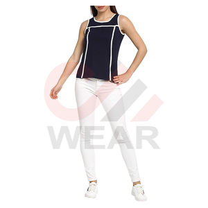 Nueva llegada cómodo transpirable Mujer XS cuello redondo Camiseta sin mangas ligera servicio OEM para uso en el gimnasio - Product Image 4