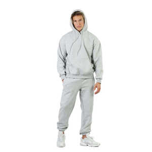 Conjunto Deportivo de Felpa Gris para Hombre, Transpirable, con Sudadera con Capucha y Pantalones Deportivos, Atuendo Informal de 2 Piezas para Entrenamiento y Ropa Urbana - Product Image 6
