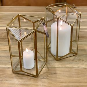 Support à bougie votive géométrique en fil métallique fait main, grand modèle, finition argentée, pour table à manger, décoration de mariage et de fête - Vente en gros - Product Image 2