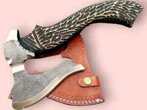 Hache Viking artisanale en acier à haute teneur en carbone, manche en bois de rose, étui en cuir, personnalisable, 1,5 kg, multi-usages - Product Image 3