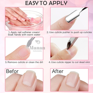 Durable Stainless Steel Dual End Cuticle Pusher Ergonomic Reusable Customizable Manicure Pedicure <b>Nail</b> Care Cleaning <b>Tool</b> - Product Image 6