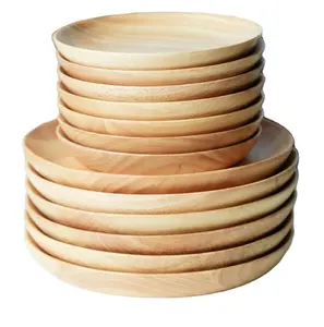 Plato de madera de acacia de tamaño personalizado, plato rústico seguro para comida, precio al por mayor - Product Image 1