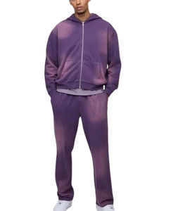 Nouveauté 2025 Survêtement pour homme de couleur unie, design haut de gamme, personnalisable avec logo, sweat à capuche et pantalon de survêtement - Product Image 1