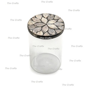 High Quality Dry Fruits <b>Box</b> Acrylic Jar With Mother Of Pearl And Wood Lid Home And Restaurant Serving <b>Sweets</b> <b>Box</b> - Product Image 3