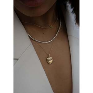 Maison Ribbed Heart Diamond Necklace Elegant Diamond <b>Locket</b> Pendant - Product Image 2