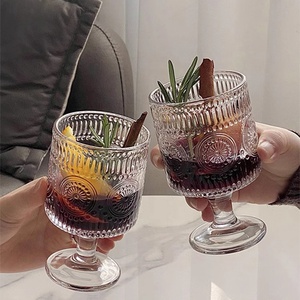 크리스마스 레트로 와인 잔 세트 6 <span class=keywords><strong>mulled</strong></span> 해바라기 모양 줄무늬 양각 마시는 컵 주전자 와인 잔 이벤트 양초 만들기 - Product Image 5